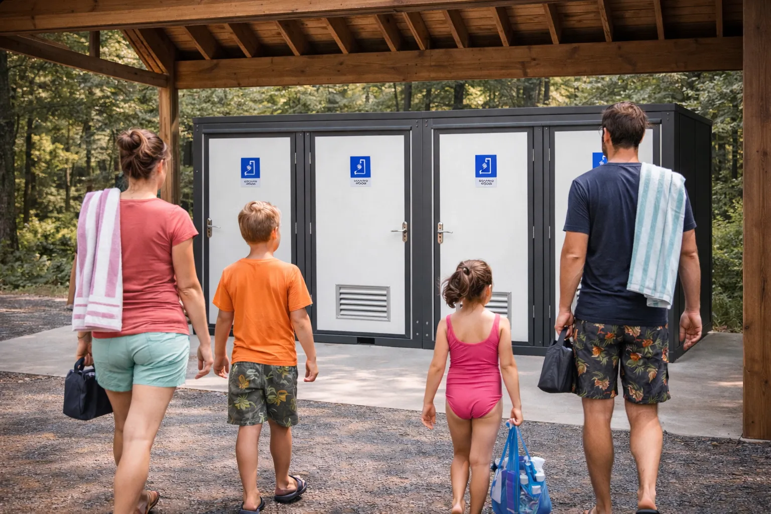 Douche Double Portable 7' — Module de 7 pieds avec deux cabines de douches privées et in