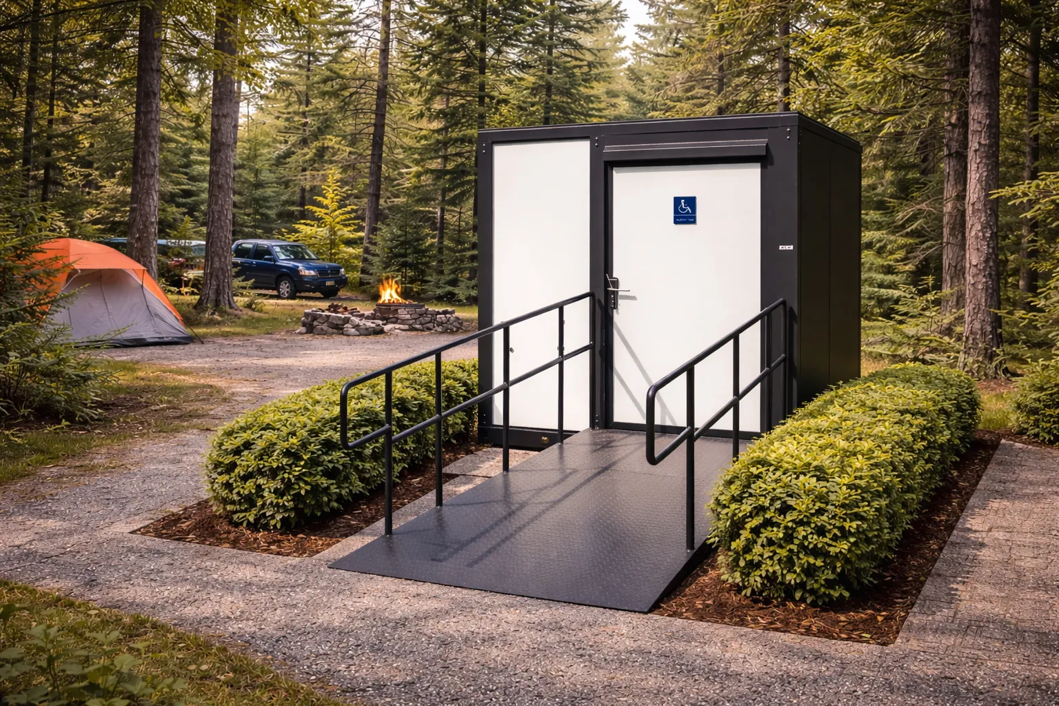 Toilette Portable Accessible 10' — Unité sanitaire 10 pieds adaptée aux fauteuils roulants avec