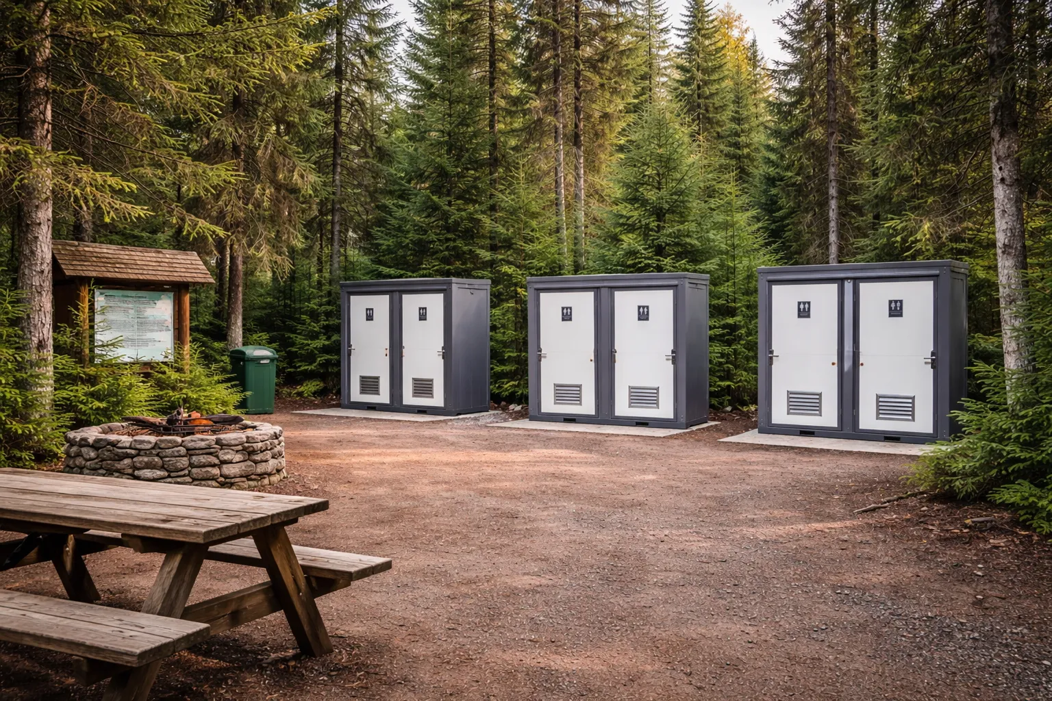 Toilette Portable Double 7' — Unité préfabriquée offrant 2 cabines de toilettes privées et